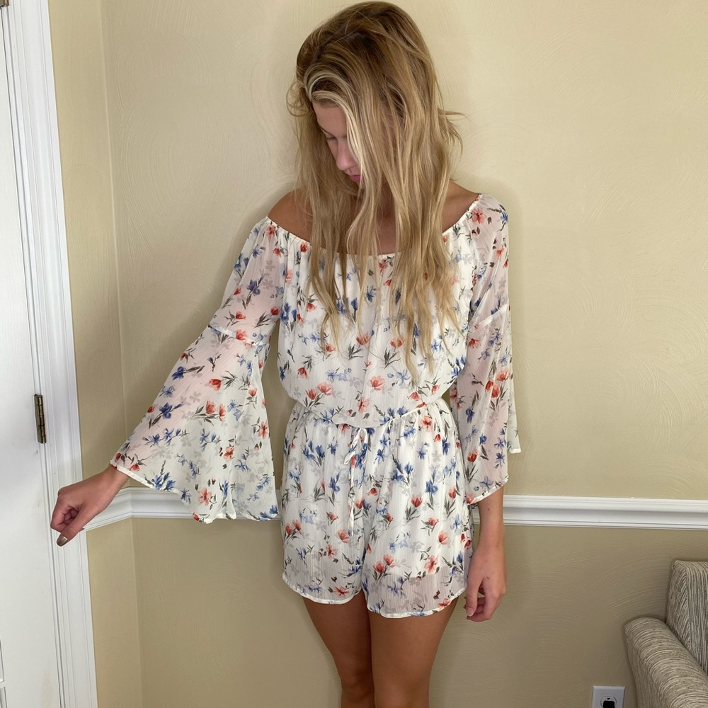 Hollister Cream Floral Romper